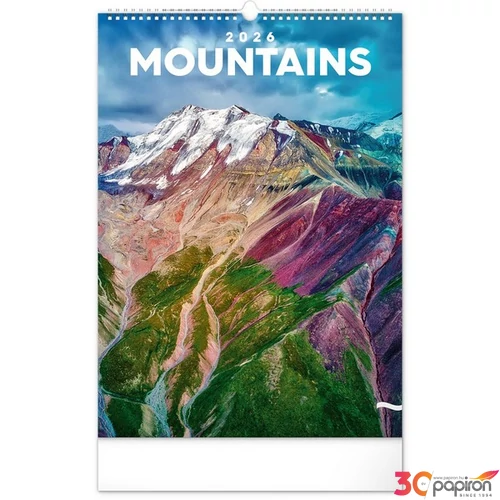Falinaptár 2026 Mountains spirálos 33×46cm Realsystem 2026 kollekció!