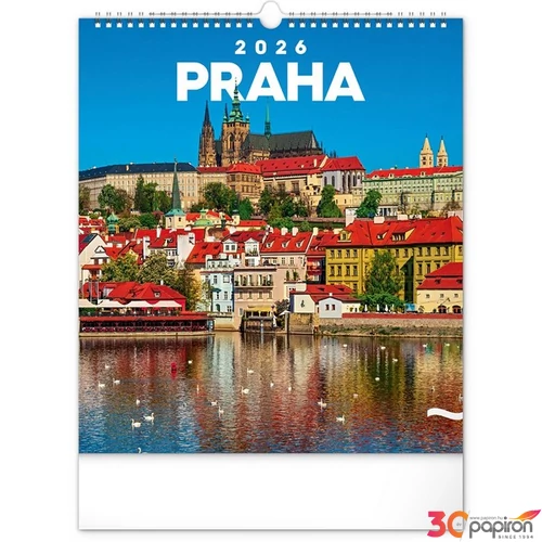 Falinaptár 2026 Prague 6087-PR spirálos 30×34 cm Realsystem 2026 kollekció!