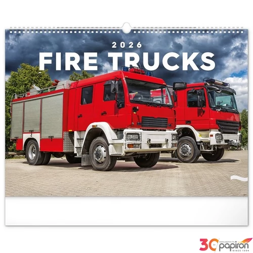 Falinaptár Fire Trucks 2026 spirálos 48 × 33 cm Realsystem 2026 kollekció!
