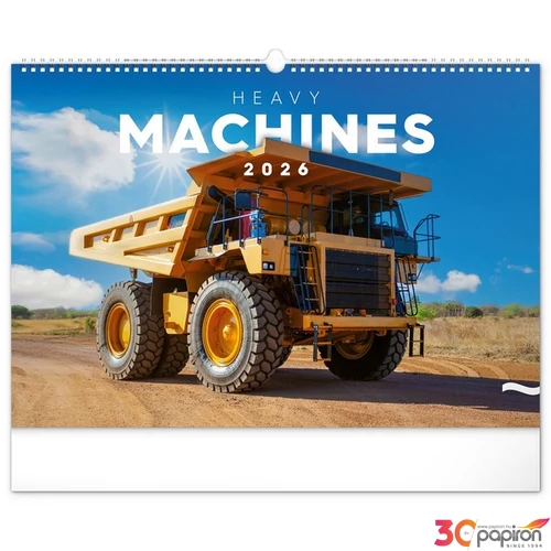 Falinaptár Heavy Machines 2026 spirálos 48 × 33 cm Realsystem 2026 kollekció!