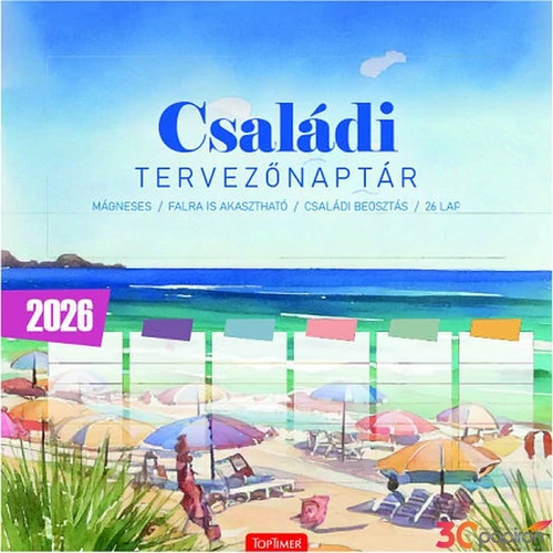 Falinaptár mágneses 2026 T090 Családi Tervezőnaptár Toptimer 2026 kollekció!