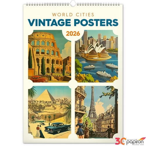 Falinaptár Vintage Posters – W spirálos 33 × 46 cm Realsystem 2026 kollekció!