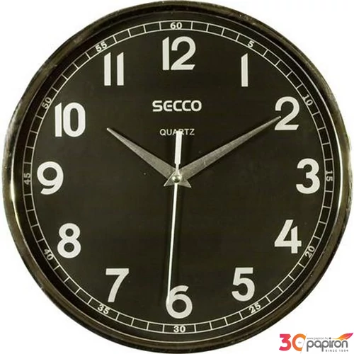Falióra 24,5cm fekete '25 számlap SECCO króm színű keretes