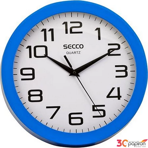 Falióra 24,5cm kék keretes SECCO Sweep second