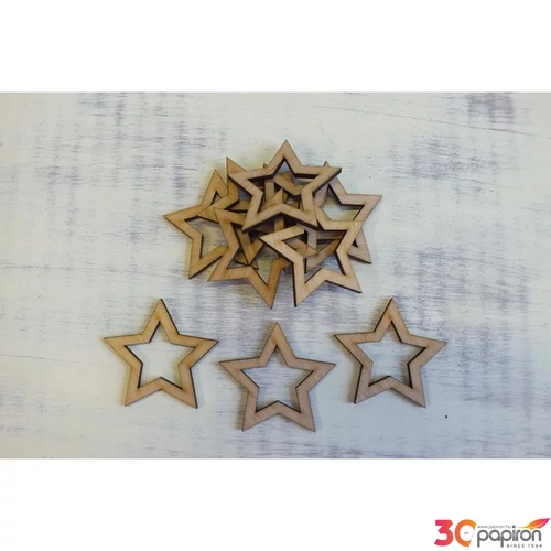 Fatábla felirat, Fa figura csillag lyukas 5cmx5cmx3mm 10db/cs
