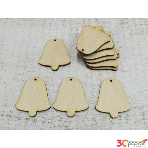 Fatábla felirat, Fa figura harang 5cmx3mm 10db/cs