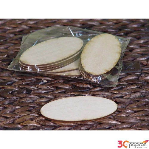 Fatábla felirat, Fa figura ovál tábla 10cmx5cmx3mm 10db/cs