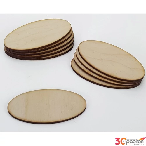 Fatábla felirat, Fa figura ovál tábla 8cmx4cmx3mm 5db/cs