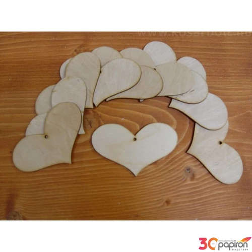 Fatábla felirat, Fa figura szív romantik 9cmx6cmx3mm 10db/cs
