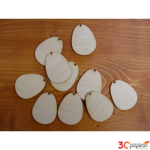 Fatábla felirat, Fa figura tojás 6cmx4.5cmx3mm 10db/cs