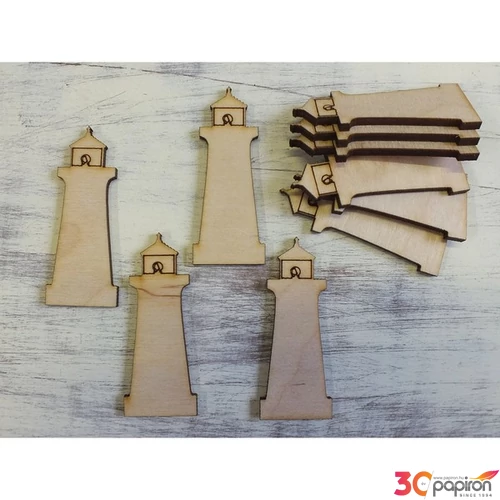 Fatábla felirat, Fa figura világítótorony 6cm2.5cmx3mm 10db/cs