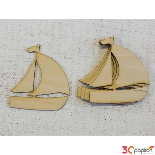 Fatábla felirat, Fa figura vitorlás 9.5cmx9cmx3mm 5db/cs