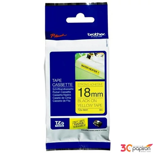 Feliratozógép szalag Brother TZE-S641 18mmx8m, sárga-fekete BROTHER Feliratozógéphez szalagok