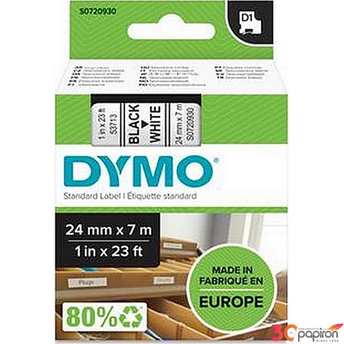 Feliratozó szalag Dymo 24mmx7m DYMO 53713/S0720930 fehér-fekete Feliratozógéphez szalagok