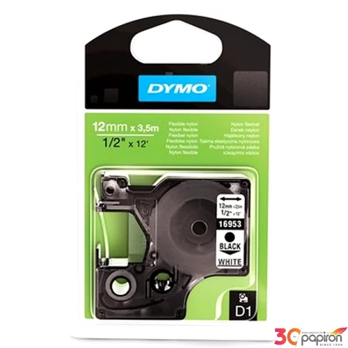 Feliratozószalag Dymo12mmx3,5 Flexibilis 16957/S0718040 fehér fekete Feliratozógéphez szalagok