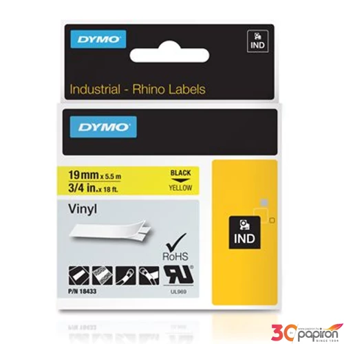 Feliratozó szalag Dymo Rhino vinyl 9mmx5,5m fehér-fekete DYMO S0718470/18433