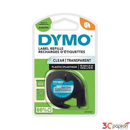 Feliratozógép szalag 12mm x 4 m, DYMO Letratag, víztiszta GD12268