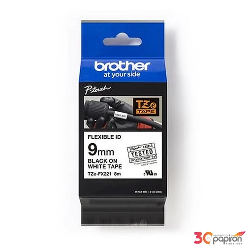 Feliratozógép szalag ID 9mmx8m BROTHER  TZe-FX221  fehér-fekete