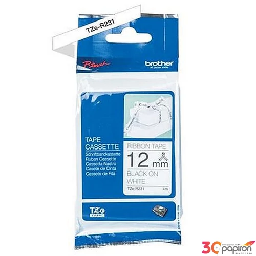 Feliratozógép szalag selyem 12mmx4m BROTHER TZe-R231 fehér-fekete