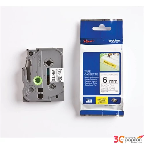 Feliratozógép szalag Brother TZE-S221 9mmx8m, fehér-fekete BROTHER Feliratozógéphez szalagok