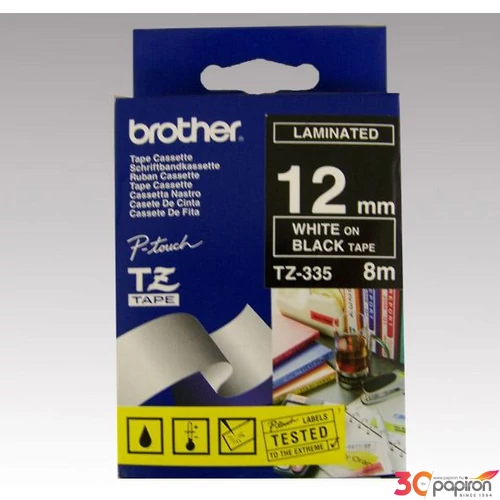 Feliratozógép szalag Brother BROTHER TZE-335 fekete-fehér 12mmx8m BROTHER Feliratozógéphez szalagok