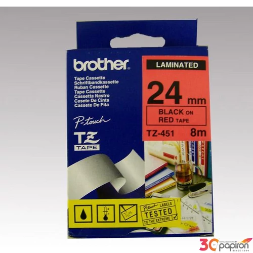 Feliratozógép szalag Brother BROTHER TZE-451 piros-fekete 24mmx8m BROTHER Feliratozógéphez szalagok