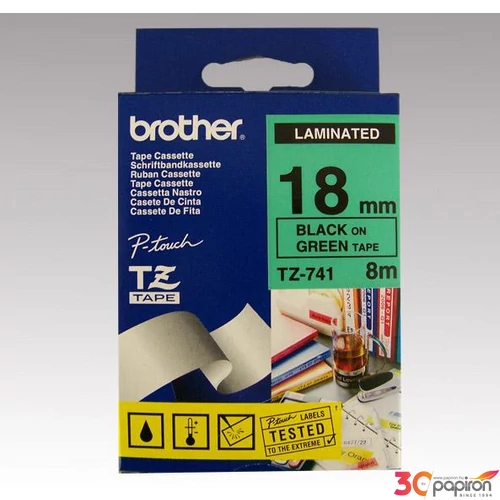 Feliratozógép szalag Brother BROTHER TZE-741 zöld-fekete 18mmx8m BROTHER Feliratozógéphez szalagok