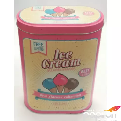 Fém ajándéktárgy kekszdoboz retro Ice Cream dekoráció ICE CREAM (7,5x13,5x19cm)