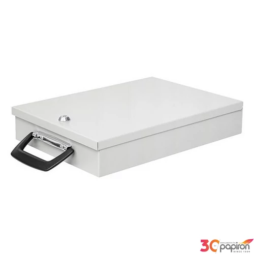 Fém dokumentum tároló doboz A4 35,5x26x6,7cm WEDO világos szürke