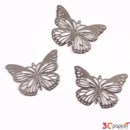 Fém díszítőelem pillangó 2,7 x 4 cm, 10 db/csomag 