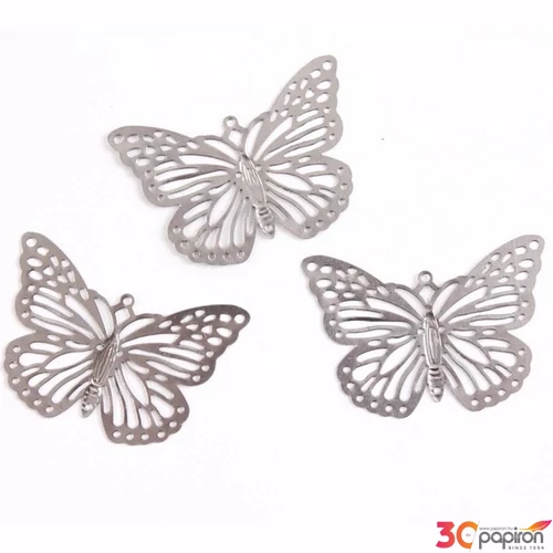 Fém díszítőelem pillangó 2 x 3 cm, 10 db/csomag
