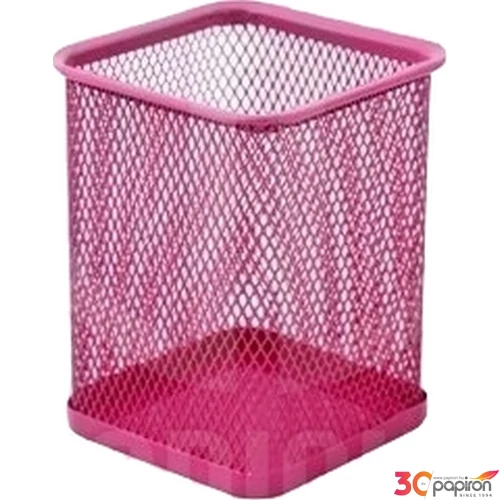 FémháLós írószertartó pohár Optima rózsaszín szögletes Mérete: 80x80x100mm, Szín: Pink