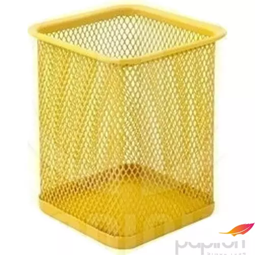 FémháLós írószertartó pohár Optima sárga szögletes Mérete: 80x80x100mm, Szín: Yellow