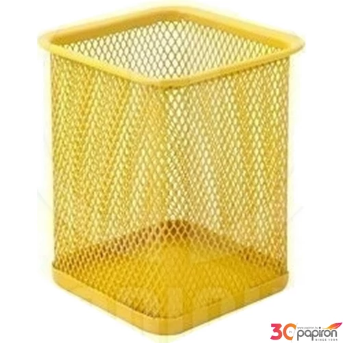 FémháLós írószertartó pohár Optima sárga szögletes Mérete: 80x80x100mm, Szín: Yellow