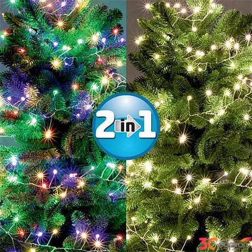 Fényfüzér kül- és beltéri 600db microLED színes/melegfehér 9 m HOME