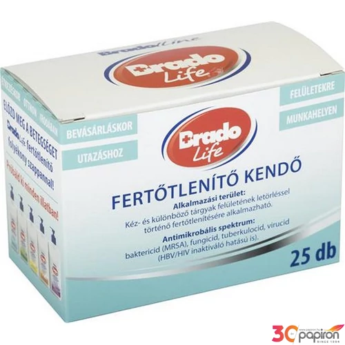 Fertőtlenítő kendő 25db BRADOLIFE 