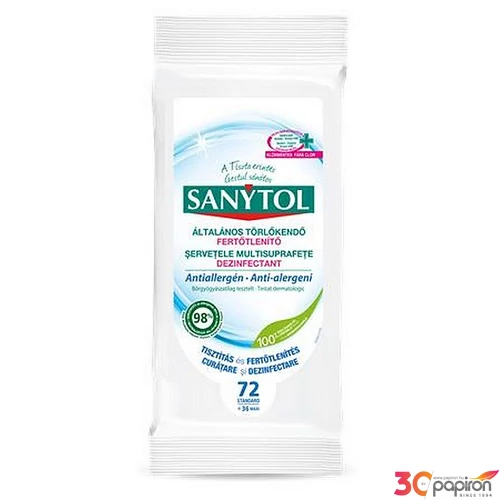 Fertőtlenítő törlőkendő 36db maxi/72db standard SANYTOL antiallergén