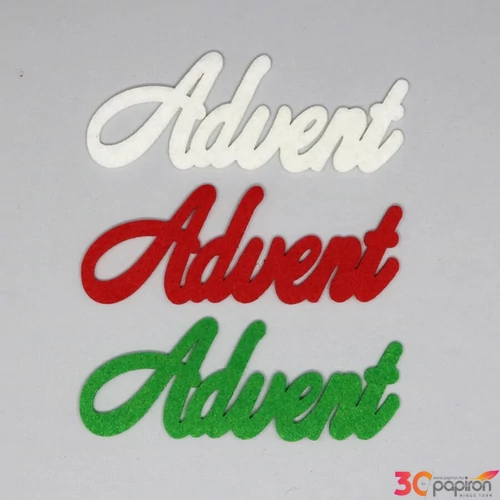 Filc felirat Advent 3db piros-fehér-zöld
