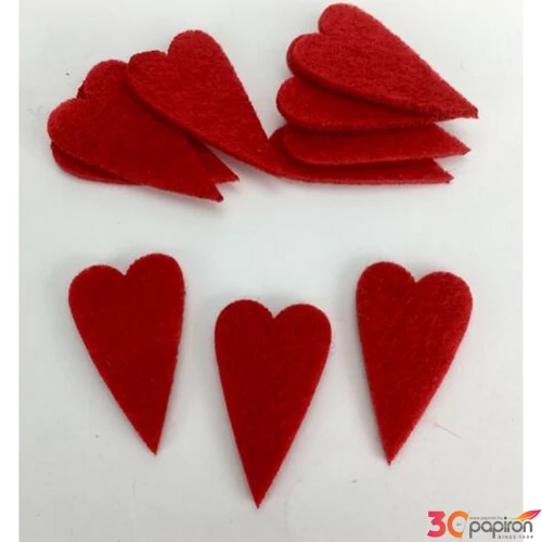 Filcfigura-hosszú szív 2,3x4cm, 10db/csomag