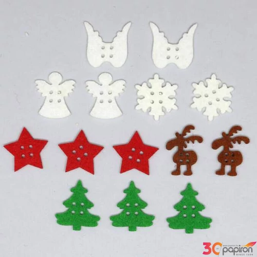 Filcfigura - Fa gomb alakú filcfigura karácsonyi "A" szort. (kb. 2,5cm )