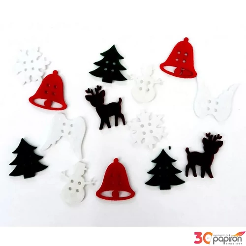 Filcfigura - Fa gomb alakú filcfigura karácsonyi "B" szort. (kb. 2,5cm )