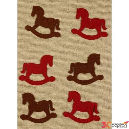 Filcfigura - hintaló piros-bar kb. 6cm- 6db csomag 