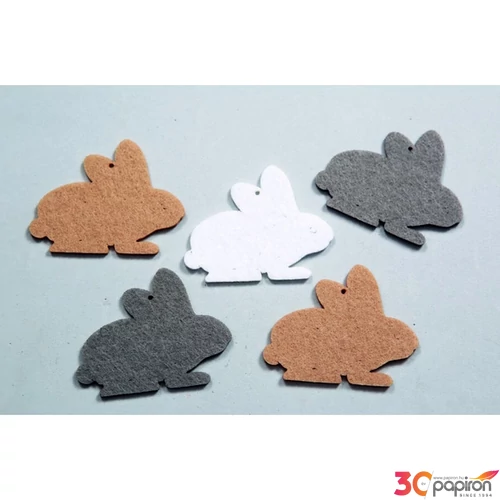 Filcfigura - nyuszi fekvő kb. 6cm- 5db csomag 