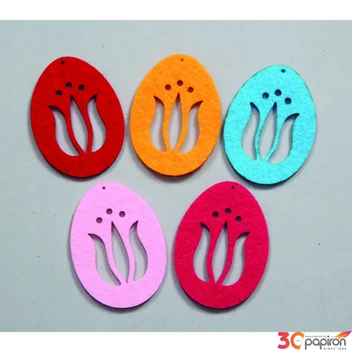 Filcfigura - tojás tulipán kb. 6cm- 5db csomag