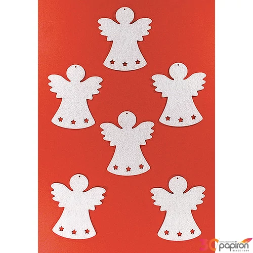 Filcfigura - csillagos angyal kb. 6cm- 6db csomag Karácsony