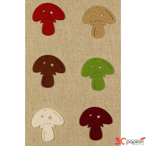 Filcfigura - Fa gomba F kb. 6cm- 6db csomag 