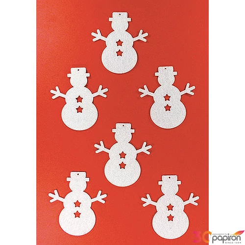 Filcfigura - Hóember csillagos kb. 6cm- 6db csomag