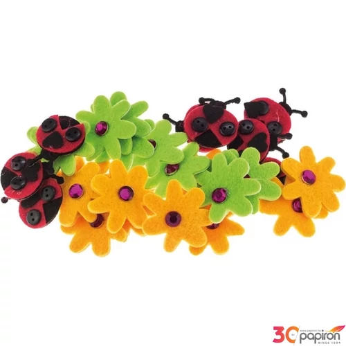 Filcfigura katica+virágok 28db/csomag