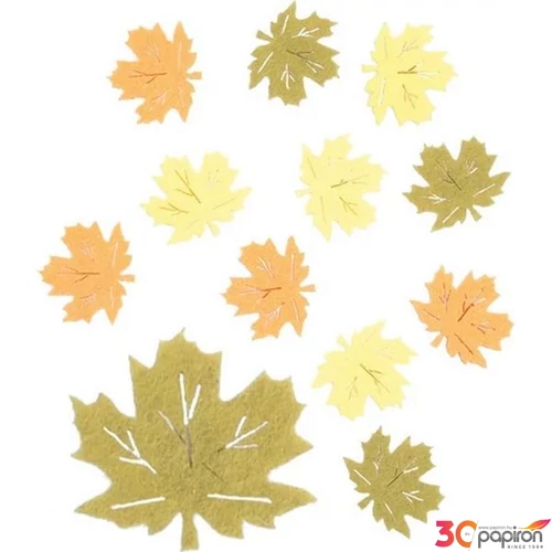 Filcfigura levelek ragasztókoronggal 3,5cm 12db 5100