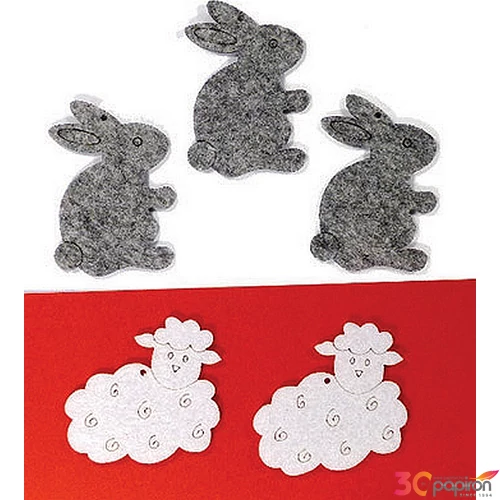 Filcfigura - nyuszi álló kb. 6cm- 5db csomag